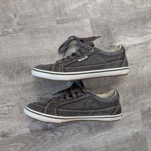 Taos Moc Star Canvas Women's 7.5 Graphite Gray Lace Up Low Top Casual Sneakers - Picture 5 of 9